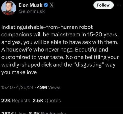 Vai patiesi Elona Muska ieraksts par nākotnes robotizētu "mājsaimnieci, kura nekad nesūdzas"?